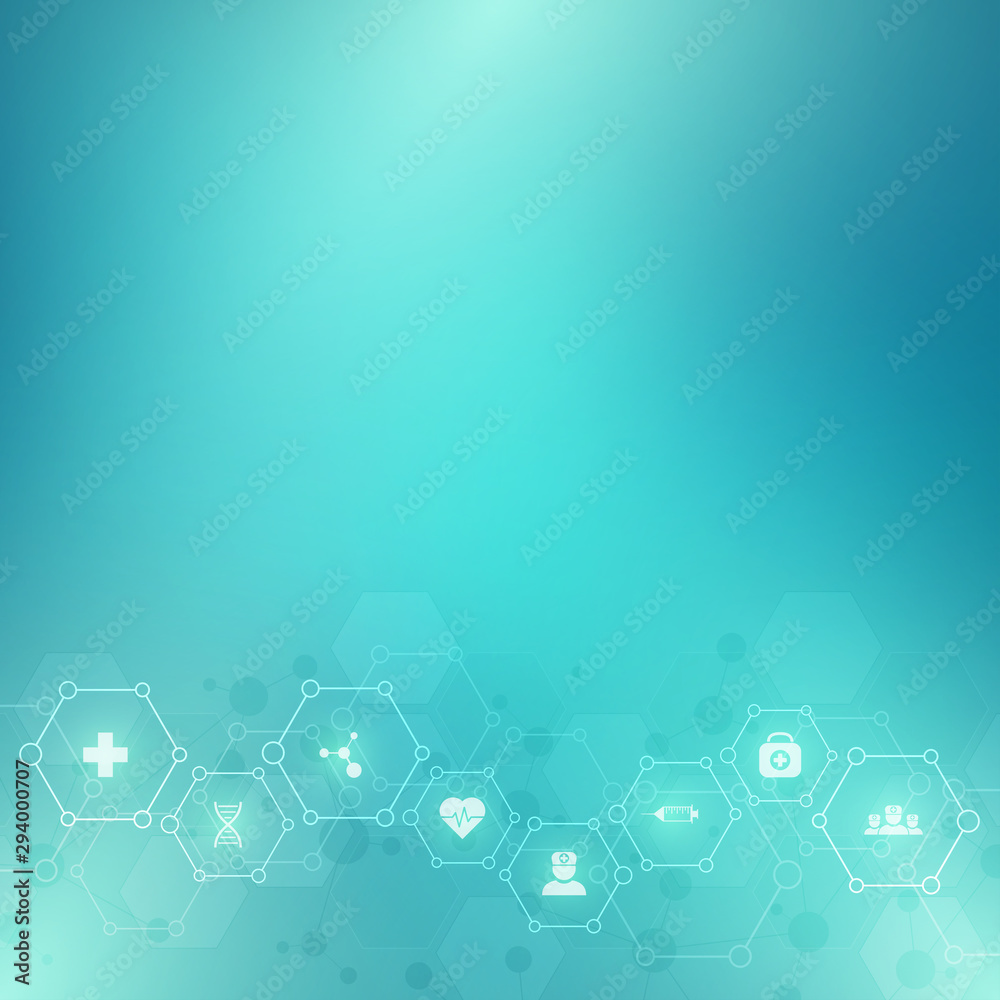 Abstract medical background with flat icons and symbols. Template design with concept and idea for healthcare technology, innovation medicine, health, science and research. Abstract medical background with flat icons and symbols. Template design with concept and idea for healthcare technology, innovation medicine, health, science and research.