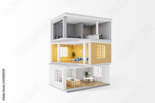 Model of private house with rooms