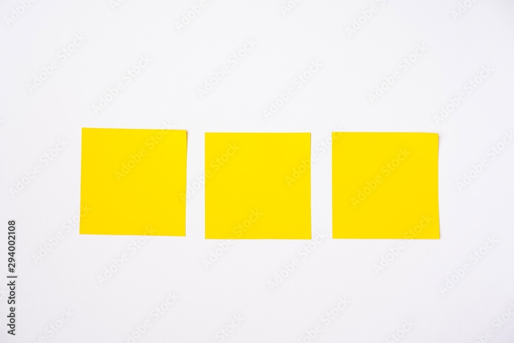 Sticky notes against white background, copy space for text