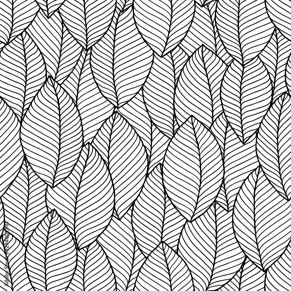 Graphic leaves seamless pattern. Graphic leaves seamless pattern.