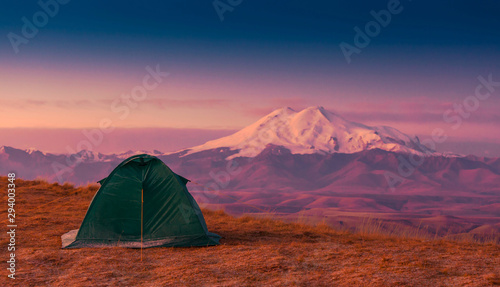 Mountain autumn. Elbrus Bermamyt plateau, sunset © erainbow