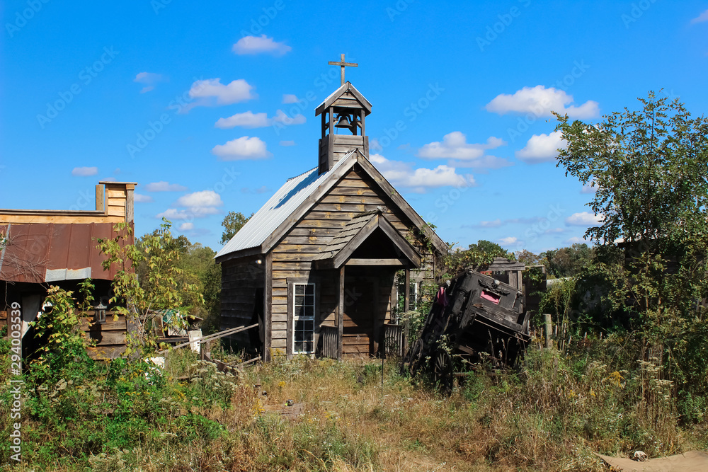 old wooden church in the countryside