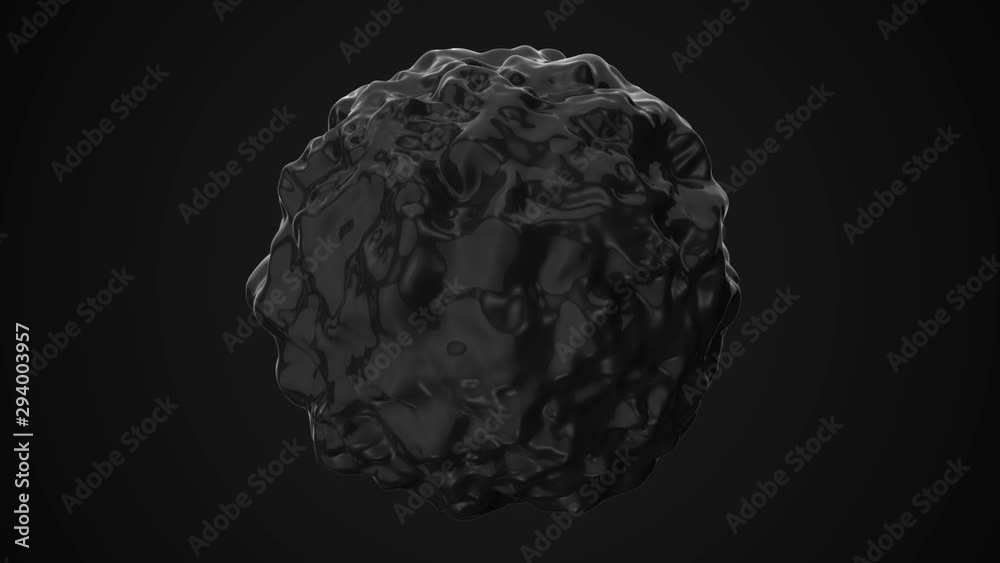 black oil ball with displacements on surface. 3d animation loop in 4k resolution black oil ball with displacements on surface. 3d animation loop in 4k resolution