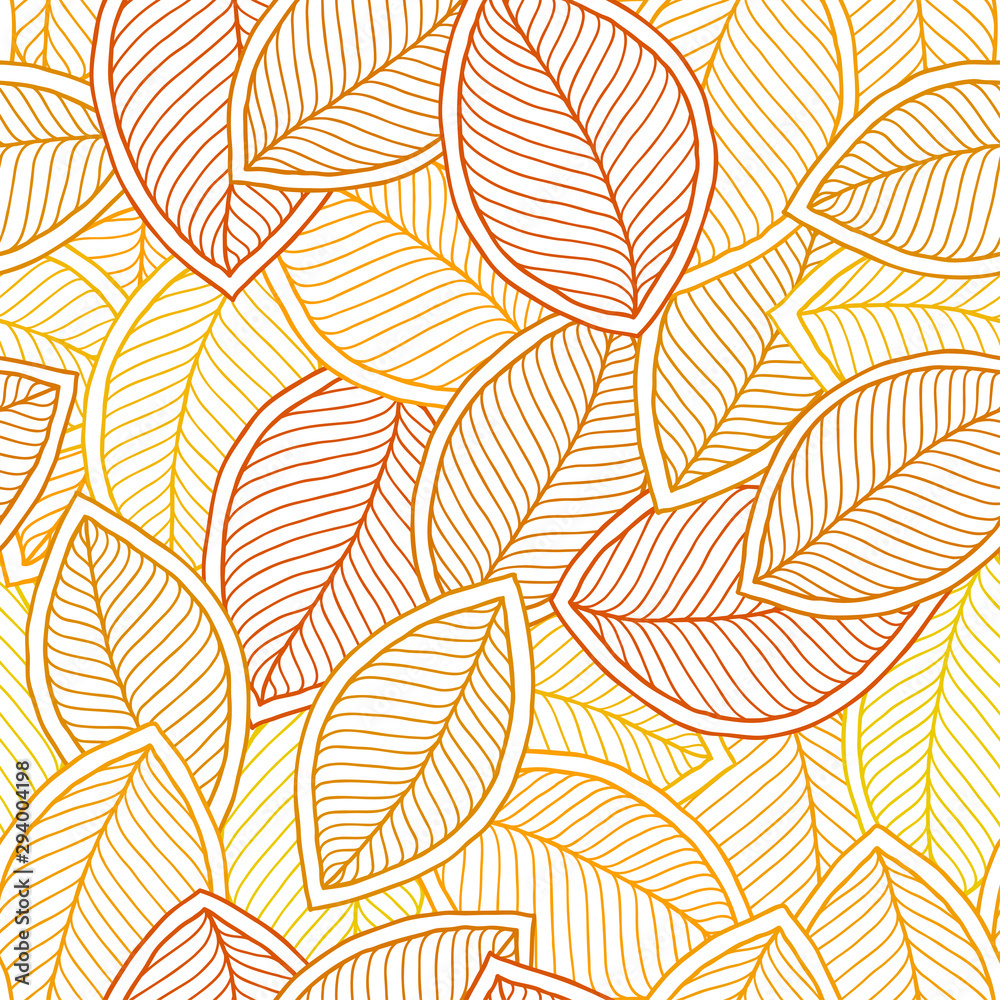 Seamless pattern with hand drawn orange leaves Seamless pattern with hand drawn orange leaves