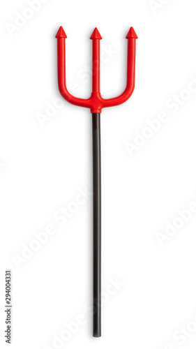 Photo Halloween Trident, pitchfork isolated on white background (clipping path) for ki