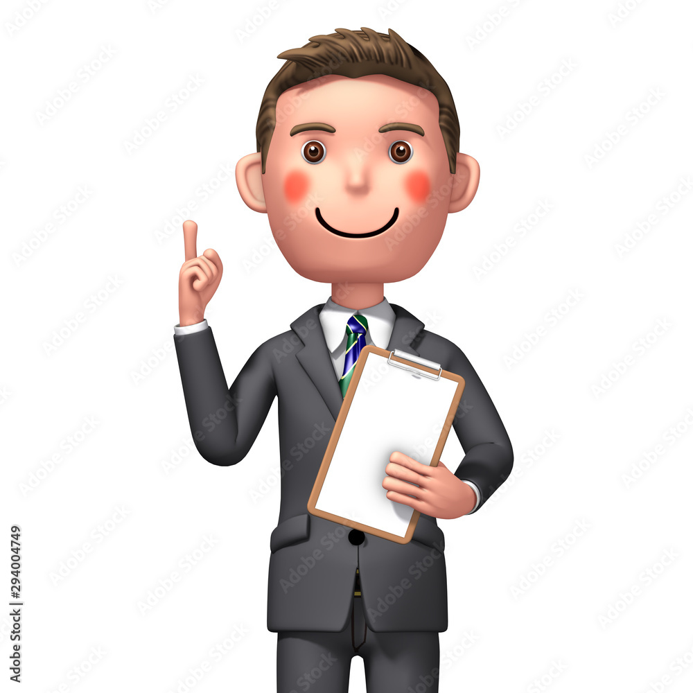 Businessman with binder, white background, 3d rendering Businessman with binder, white background, 3d rendering