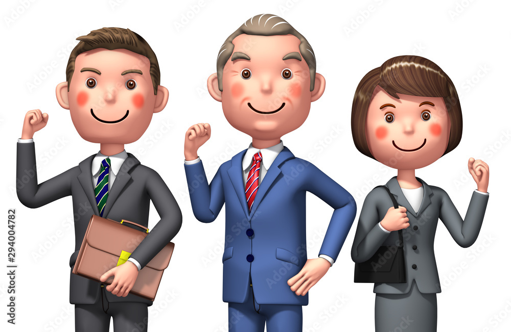 Three businessmen determined by 3d rendering Three businessmen determined by 3d rendering