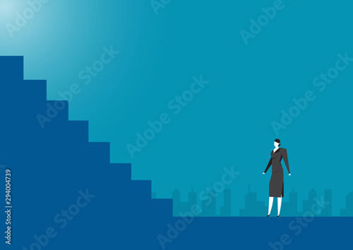 business woman looking stair up vector.