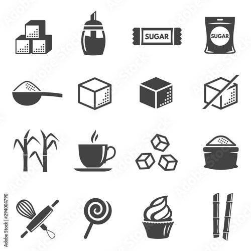 Sugar and confectionery black glyph icons vector set