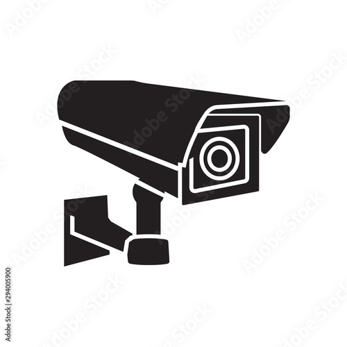 Black icon illustration for cctv camera isolated on white background