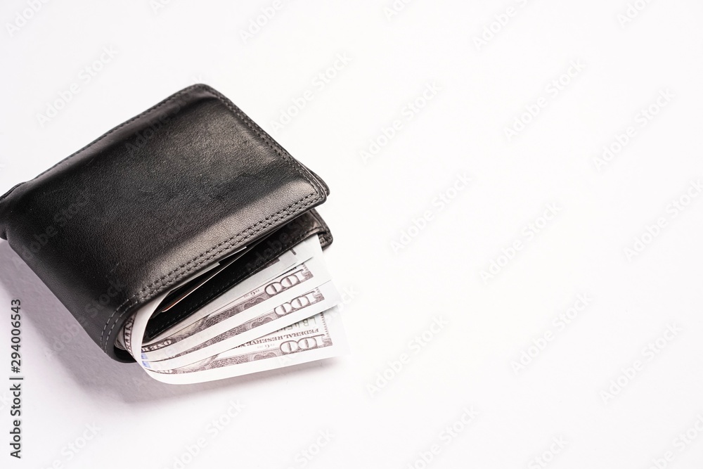 Empty notebook with wallets on white background. Copy space for text Empty notebook with wallets on white background. Copy space for text