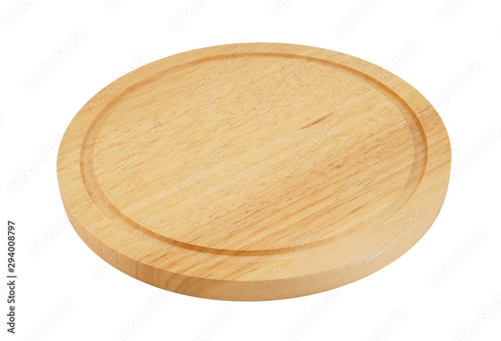 New round cutting board isolated on white background New round cutting board isolated on white background