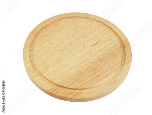 Round cutting board isolated on white