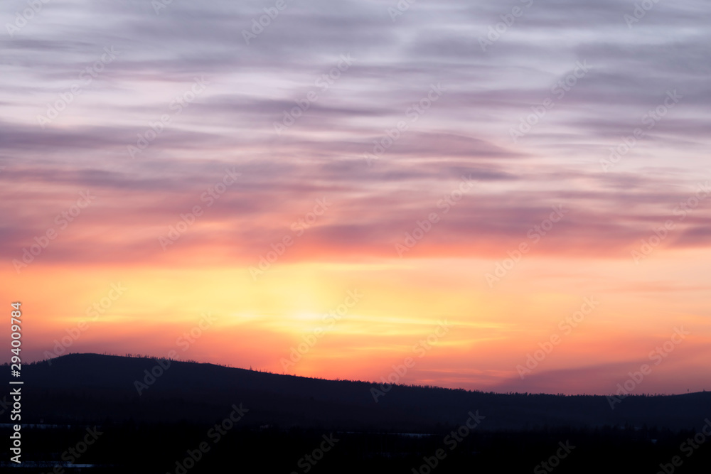 sunset color and beautiful clouds shapes