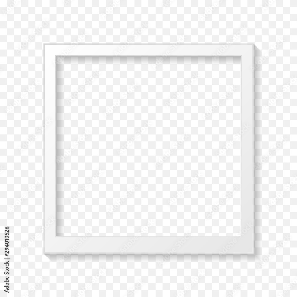 Vintage vector realistic white blank instant photo frame. Abstract chekered background with paper framework - obrazy, fototapety, plakaty 
