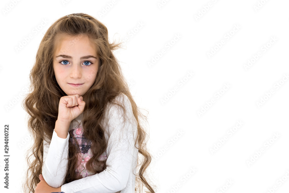 The little girl folded her hands around her face. The little girl folded her hands around her face.