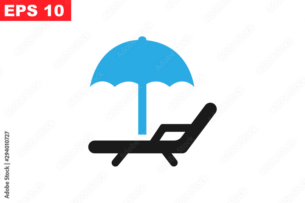 sea chair icon with umbrella Vector Illustration