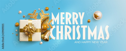Merry Christmas and New Year greeting card design.
