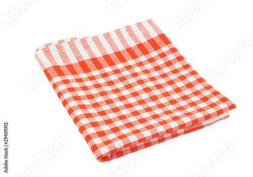 Red checked tablecloth isolated on white
