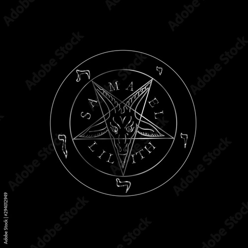 Wiccan symbol silver Sigil of Baphomet- Satanic god occult symbol