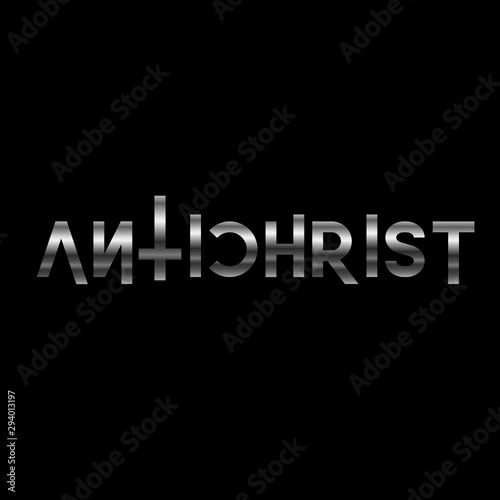 Antichrist quote on black- Satanic text in silver metal
