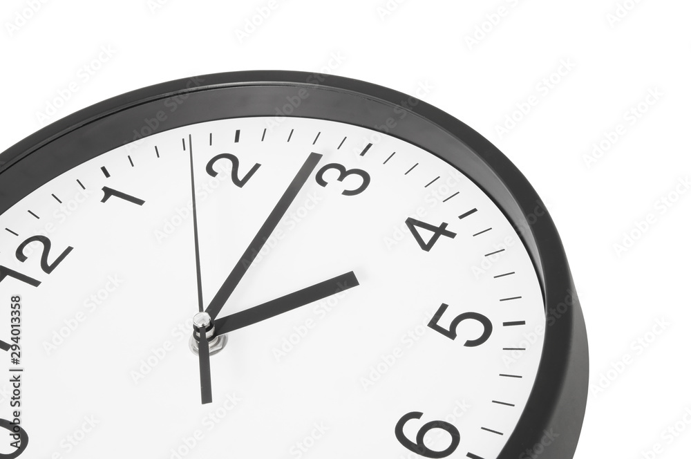 Round clock isolated on white close up Round clock isolated on white close up