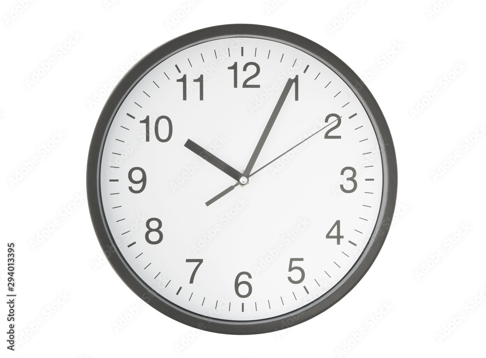Round wall clock isolated on white background Round wall clock isolated on white background
