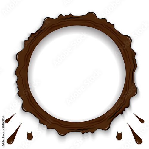 Set of chocolate ring splashes isolated on transparent background. Coffee, cocoa fall with drops and blots.