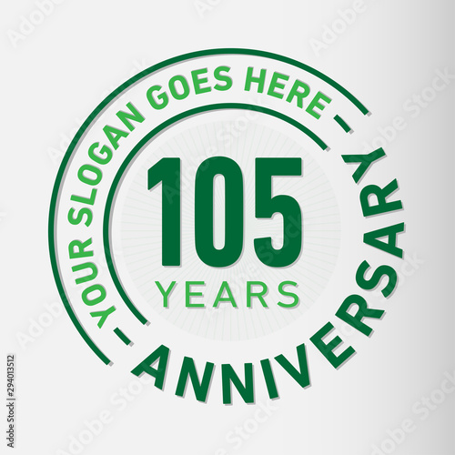 105 years anniversary logo template. One hundred and five years celebrating logotype. Vector and illustration.
