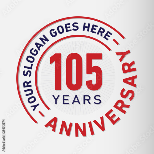 105 years anniversary logo template. One hundred and five years celebrating logotype. Vector and illustration.