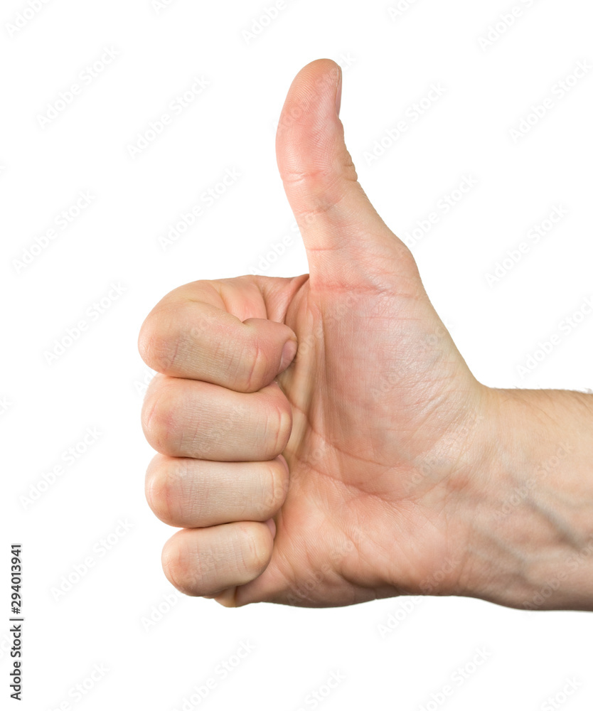 hand with thumb up isolated on white background hand with thumb up isolated on white background