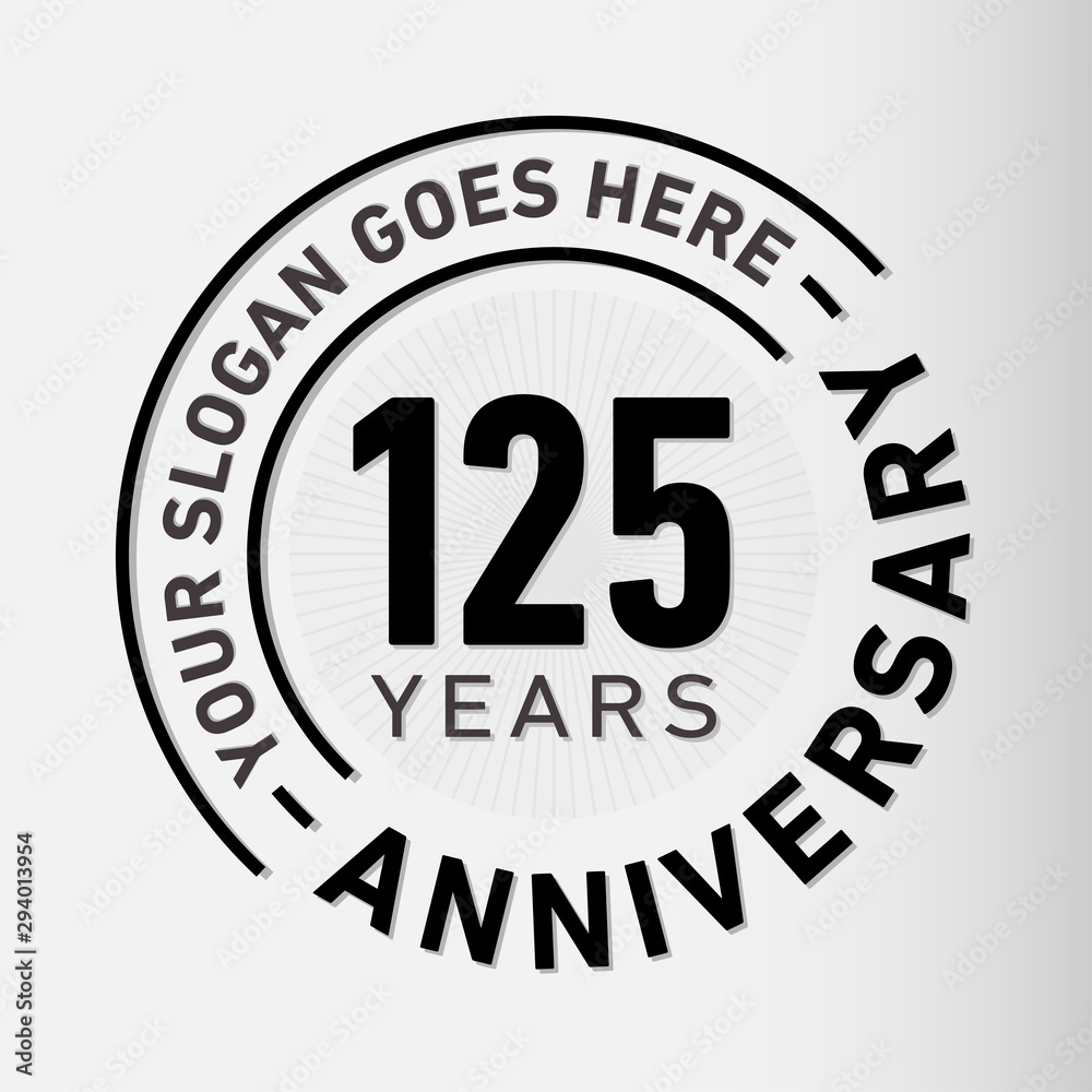 125 years anniversary logo template. One hundred and twenty-five years celebrating logotype. Vector and illustration.