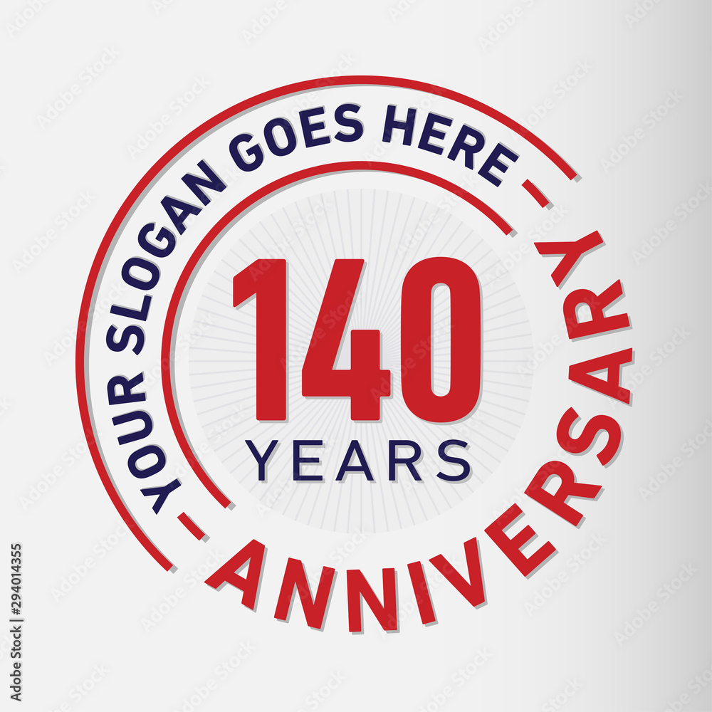 140 years anniversary logo template. One hundred and forty years celebrating logotype. Vector and illustration. 140 years anniversary logo template. One hundred and forty years celebrating logotype. Vector and illustration.