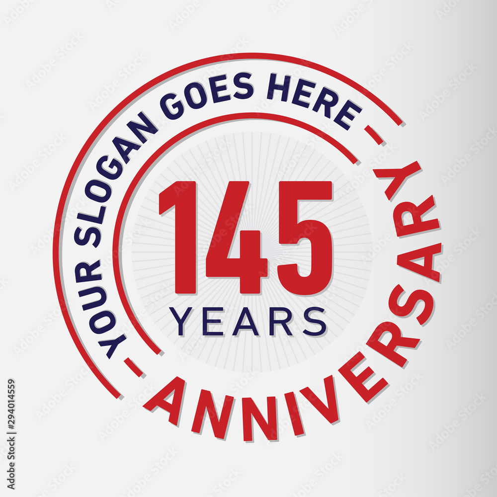 145 years anniversary logo template. One hundred and forty-five years celebrating logotype. Vector and illustration. 145 years anniversary logo template. One hundred and forty-five years celebrating logotype. Vector and illustration.