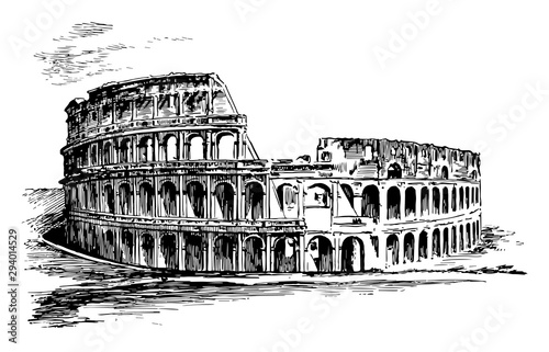 Colosseum, An illustration of the Roman, vintage engraving.