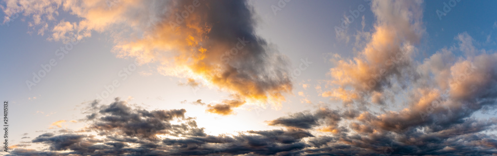 Natural background of the colorful panorama sky, During the time sunrise and sunset