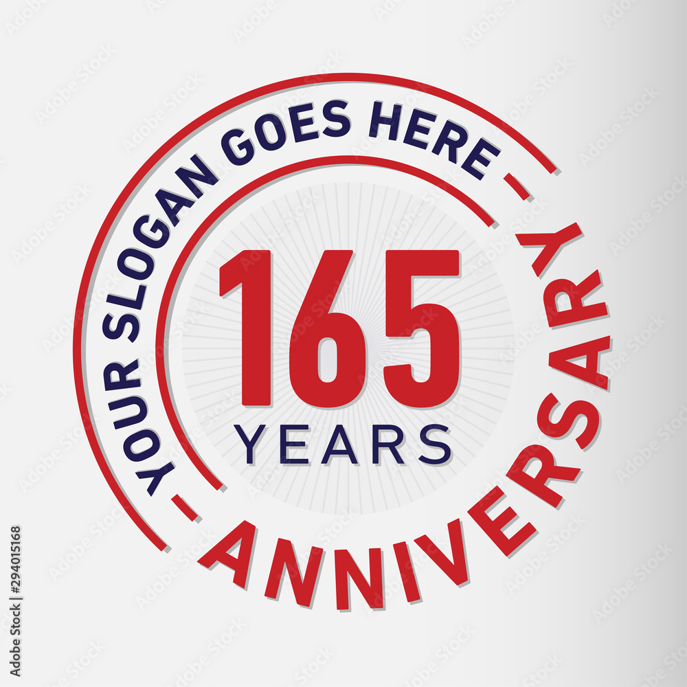 165 years anniversary logo template. One hundred and sixty-five years celebrating logotype. Vector and illustration.