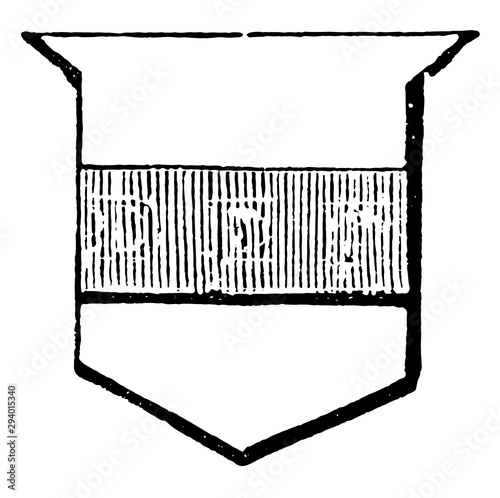 Fess is an honorable ordinary occupying the third part of the shield, vintage engraving.