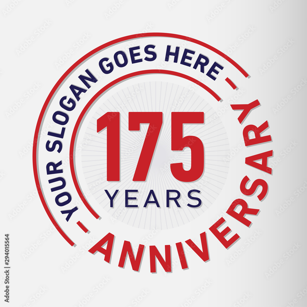175 years anniversary logo template. One hundred and seventy-five years celebrating logotype. Vector and illustration.