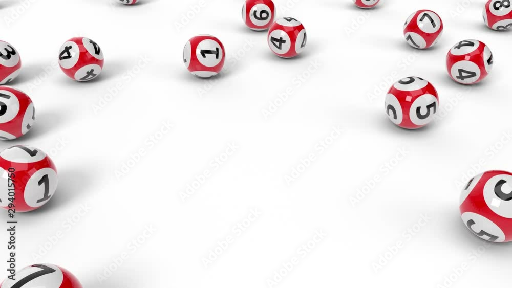 red lotery balls, 3d animation in 4k resolution. lottery balls on white background.