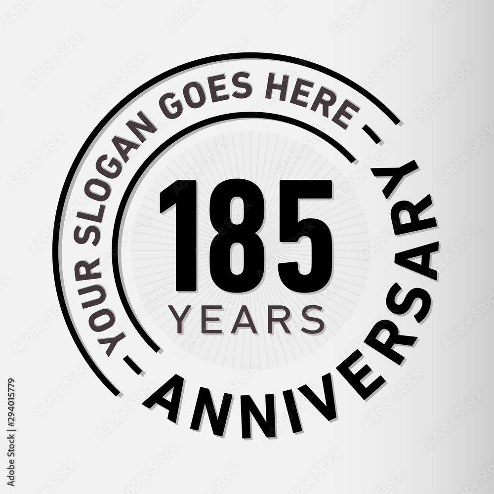 185 years anniversary logo template. One hundred and eighty-five years celebrating logotype. Vector and illustration.