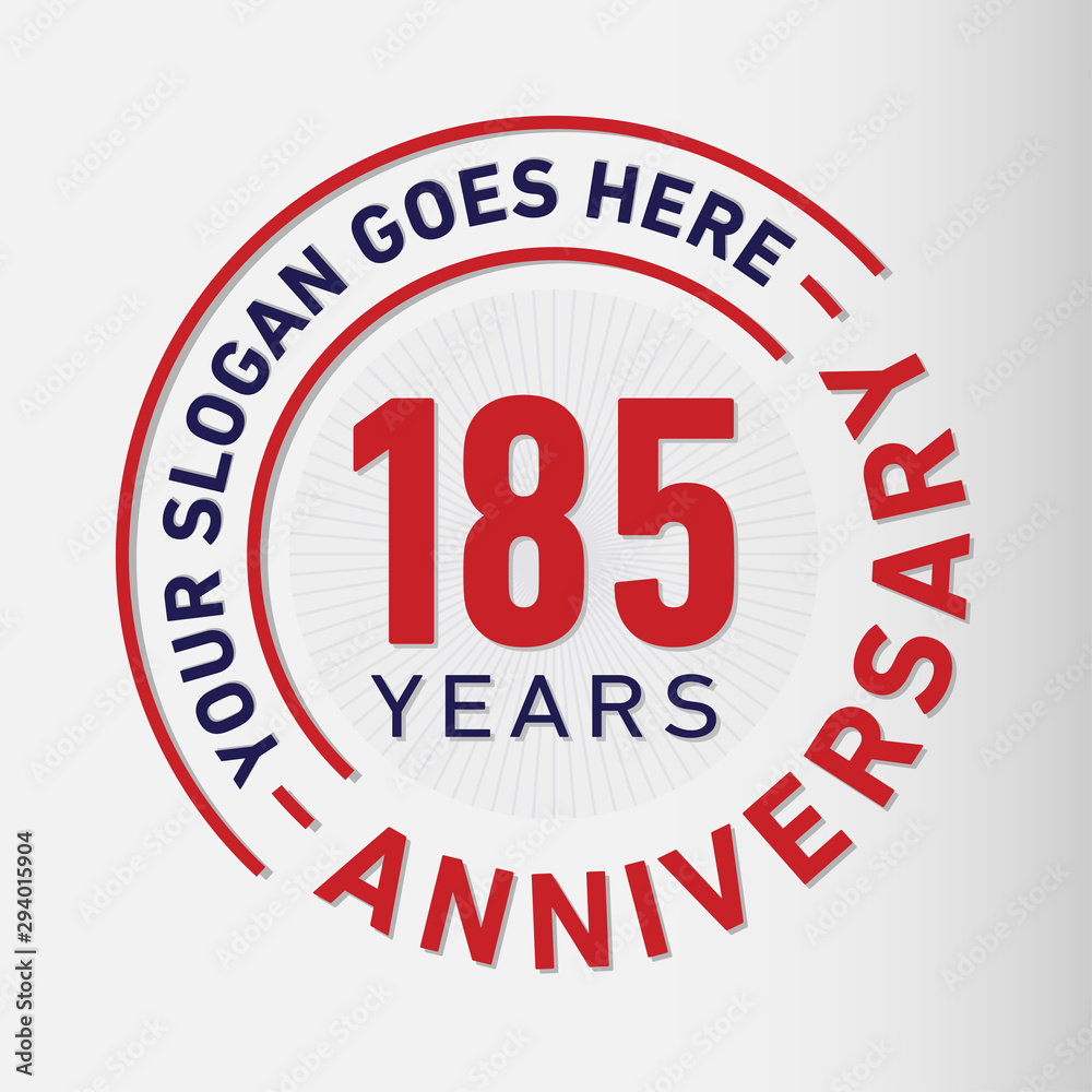 185 years anniversary logo template. One hundred and eighty-five years celebrating logotype. Vector and illustration.