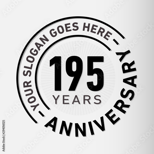 195 years anniversary logo template. One hundred and ninety-five years celebrating logotype. Vector and illustration.