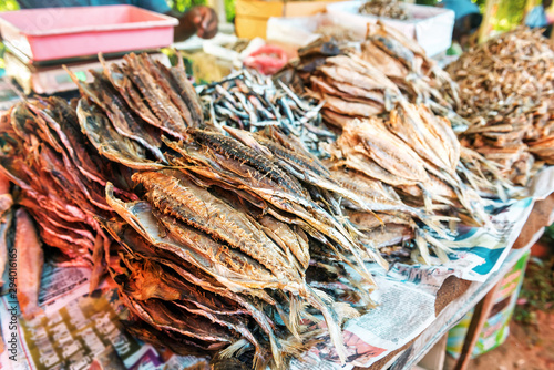 various dried fish on the market