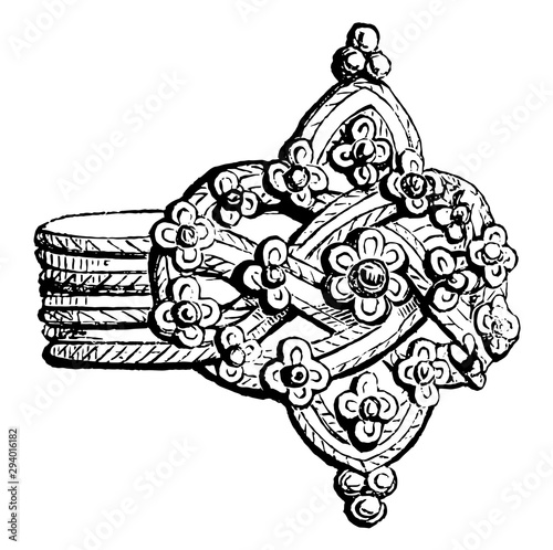 Gold Ring is commonly worn by the better class, vintage engraving.