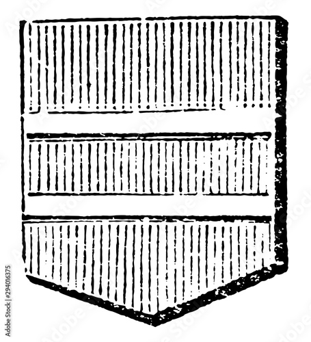 Shield Showing Barrulet is frequently used to describe double bars, vintage engraving.