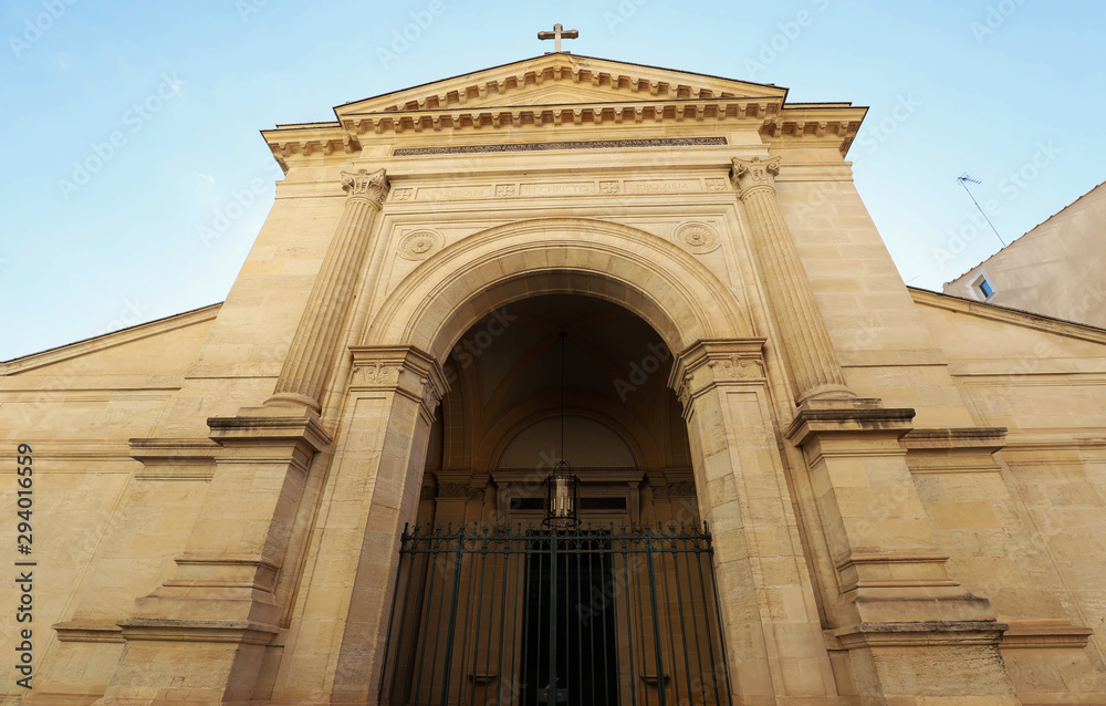 The front view of imperial chapel in Ajaccio, Corsica island, France.