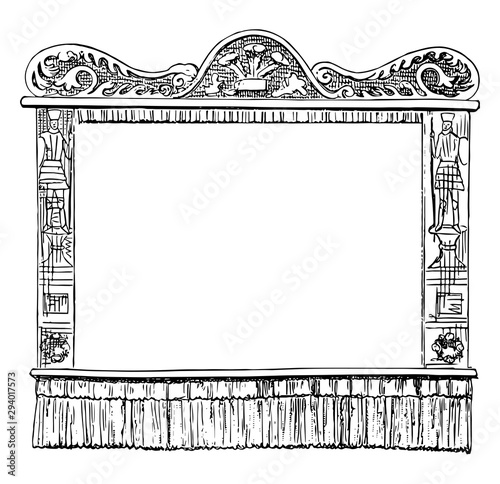 Empty Puppet State have two man, vintage engraving.