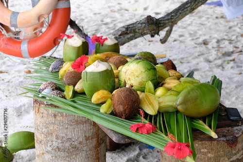 Seychelles fruits at the beach