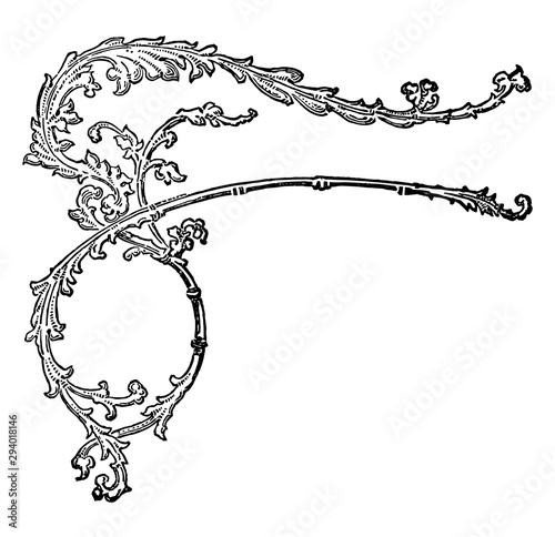 Left Filigree Banner have a design left side of the page, vintage engraving.